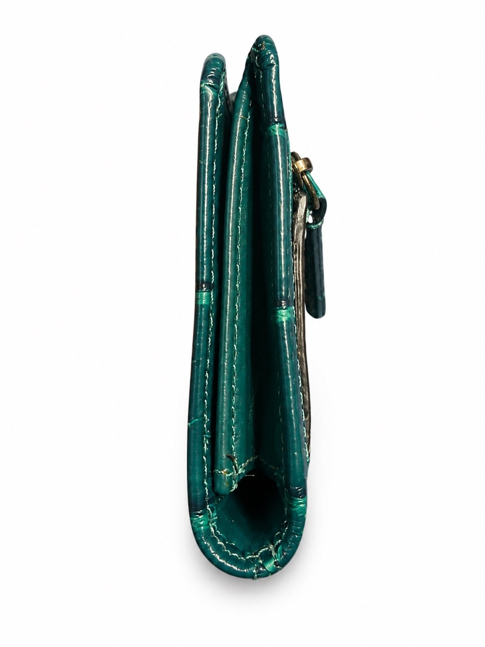 Coach Teal Croc-Embossed Leather Continental Wallet with Gold Tone Logo - Picture 9 of 11